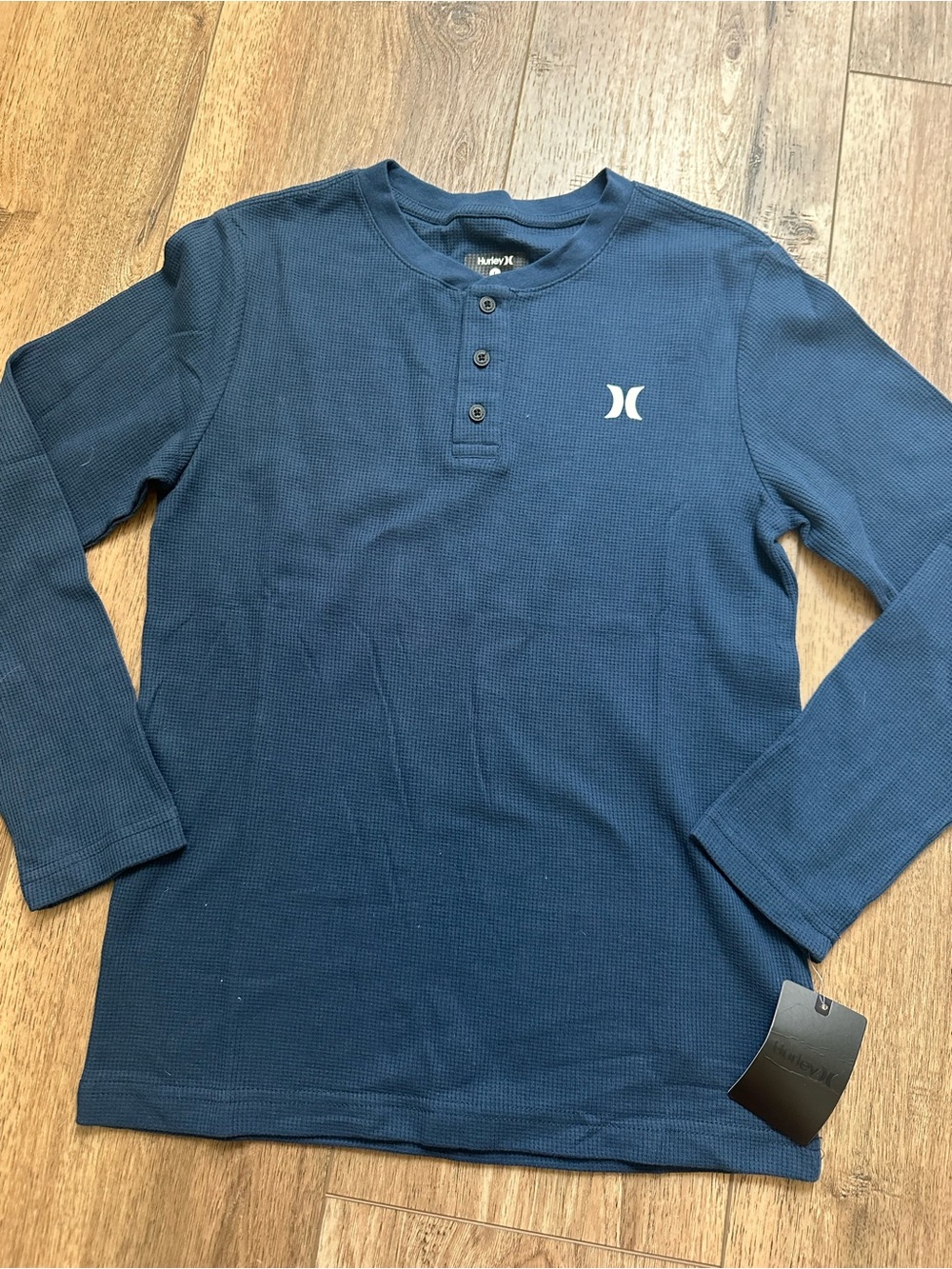 NWT! Hurley Boy’s Henley Thermal Shirt, Navy Blue, Neutral, Casual, L (12-13y)